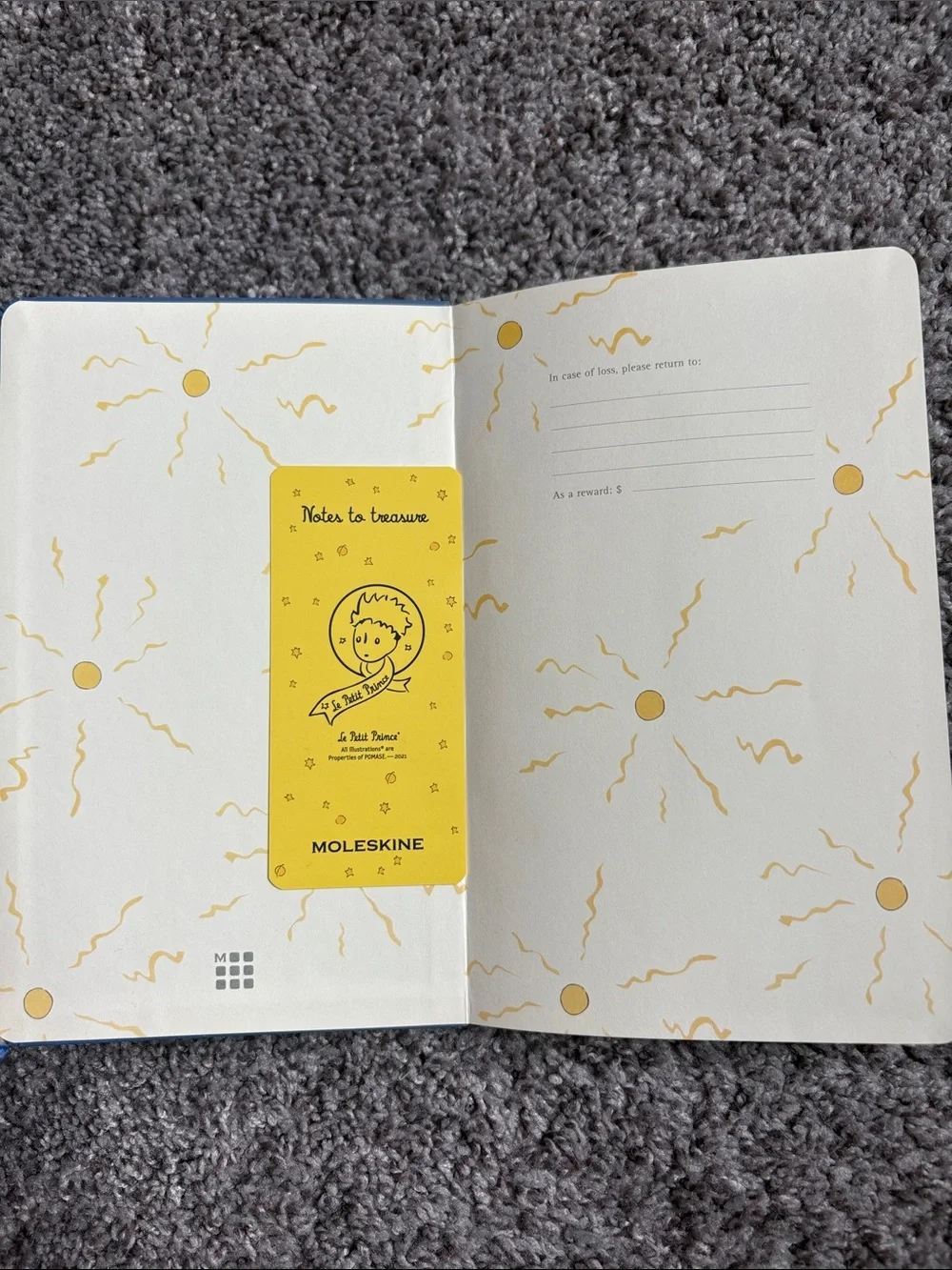 Le Petit Prince Blue Hardcover Notebook with Yellow Airplane Design